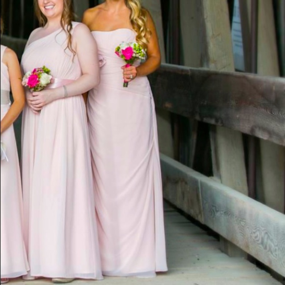Strapless pale pink dress